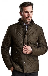 Mens Barbour Powell Quilted Jacket - Olive, Olive