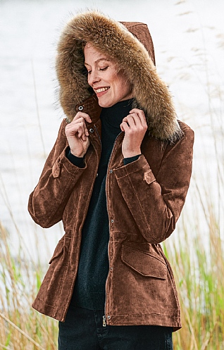 Suede Fur Hood Parka