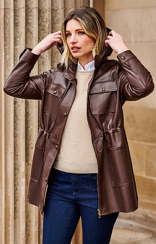 House of Bruar Ladies Lamb Nappa Leather Parka
