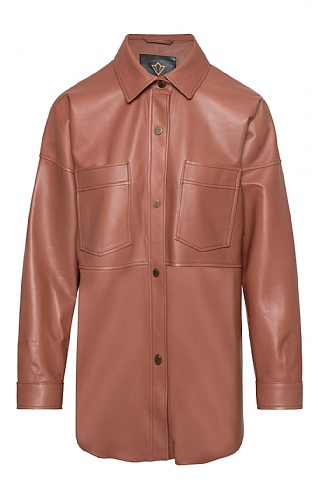 House of Bruar Ladies Lamb Nappa Leather Overshirt, Cognac