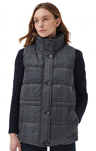 Ladies Barbour Herring Gilet, Grey Pow/Check