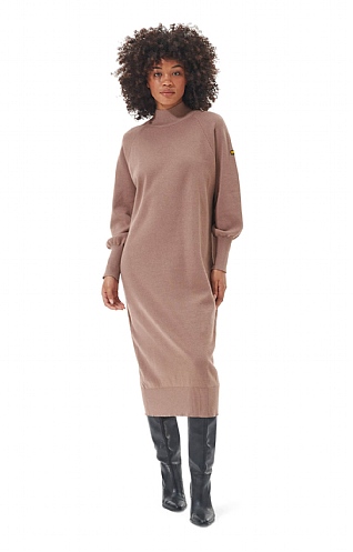 Ladies Barbour International Aprila Midi Knit Dress, Camel