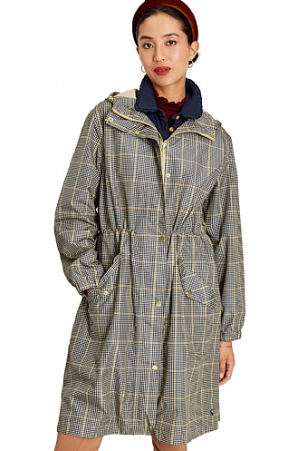 Ladies Joules Holkham Waterproof Packable Raincoat, Henson Check