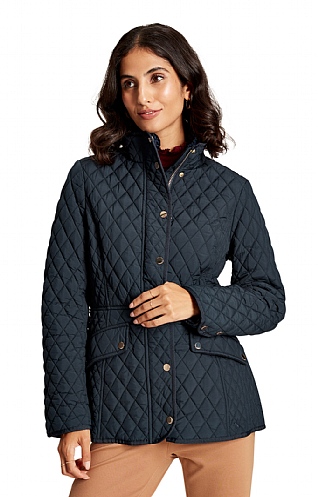 Ladies Joules Allendale Showerproof Quilted Jacket, Dark Navy