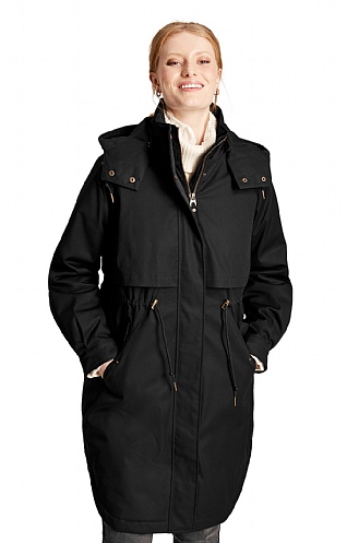 Ladies Joules Langford Longline Waterproof Coat - Black, Black