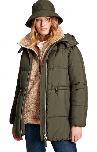 Ladies Joules Holsworth Showerproof Padded Coat, Heritage Green