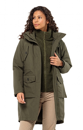 Ladies Jack Wolfskin Eiswald Parka, Island Moss