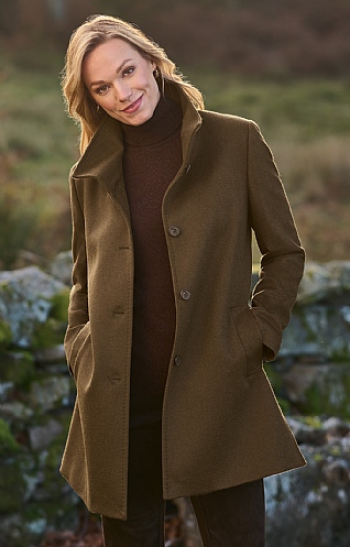 Short Funnel Cashmere Coat House of Bruar