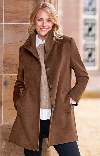 Short Funnel Cashmere Coat - House of Bruar