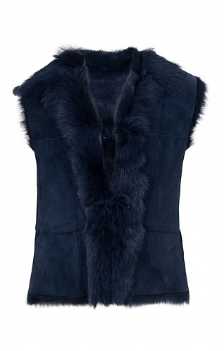 House Of Bruar Ladies Lambskin Gilet - Navy Blue, Navy