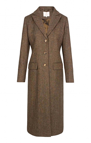 Single Breasted Full-Length Tweed Coat