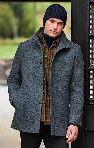 House of Bruar Tweed Car Coat, Denim Herringbone