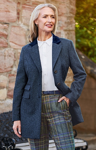Ladies British Tweed Cheltenham Jacket Blue House of Bruar