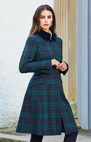 Plaid Velvet Collar Coat