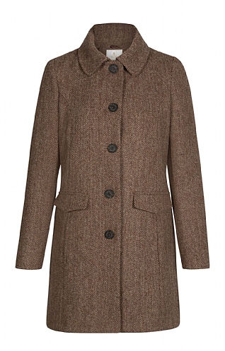 House of Bruar Harris Tweed Ladies Harris Tweed Coat, Mid Brown Herringbone