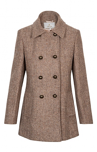 House of Bruar Harris Tweed Ladies Harris Tweed Peacoat, Beige Herringbone