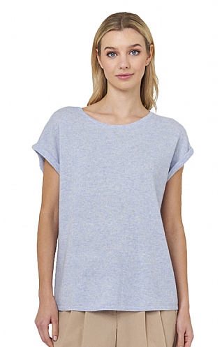 Brodie Cashmere Ladies Lizzie T-Shirt, Blue Mist