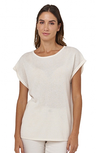 Brodie Cashmere Ladies Lizzie T-Shirt, Organic White