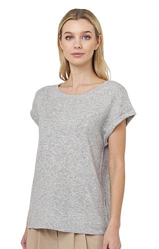 Brodie Cashmere Ladies Lizzie T-Shirt, Super Grey