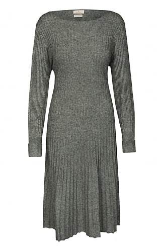 House of Bruar Munrospun Merino & Cashmere Ribbed Dress, Flannel Grey