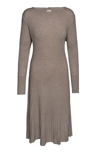 House of Bruar Munrospun Merino & Cashmere Ribbed Dress, Hazelnut