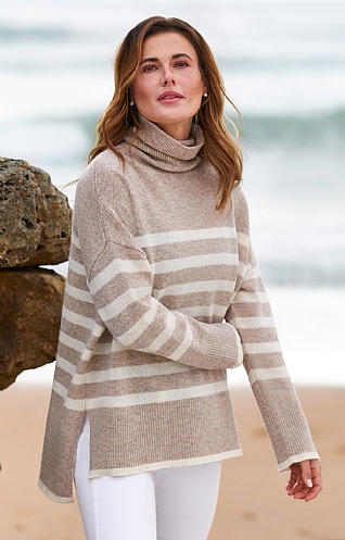 Lambswool polo neck jumper clearance