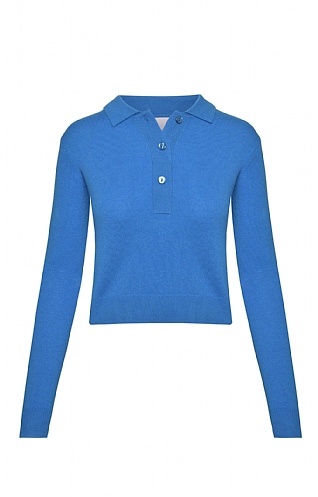 Brodie Cashmere Ladies Cashmere Chiquita Polo Top, Aqua Blue