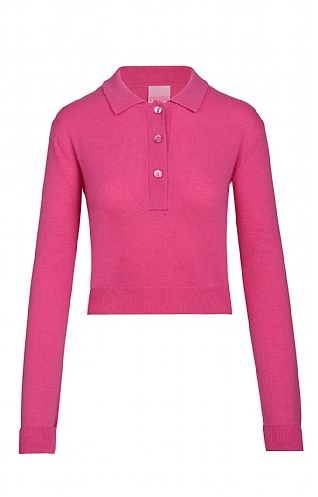 Brodie Cashmere Ladies Cashmere Chiquita Polo Top, Raspberry