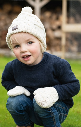 Aran Baby Hat and Mitten Set