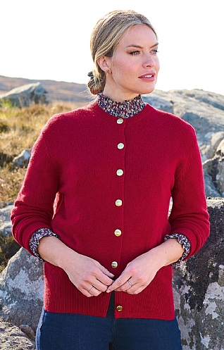ladies red cashmere cardigan