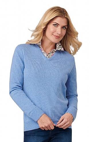 Ladies Cashmere 2 Ply V Neck