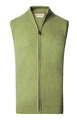 House of Bruar Mens Country Lambswool Gilet, Asparagus