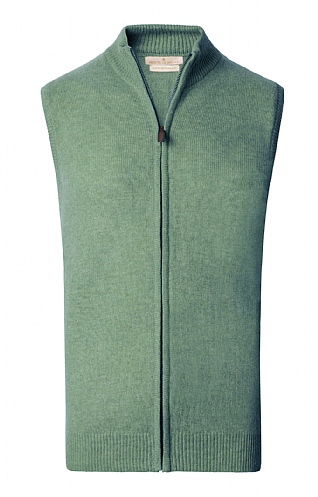 House of Bruar Mens Country Lambswool Gilet, Green Mix