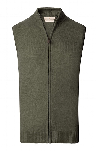 House of Bruar Mens Country Lambswool Gilet, Moss