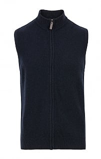 House of Bruar Mens Country Lambswool Gilet - Navy Blue, Navy