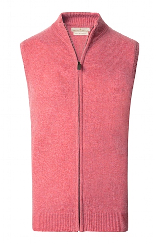 House of Bruar Mens Country Lambswool Gilet - Old Rose, Old Rose