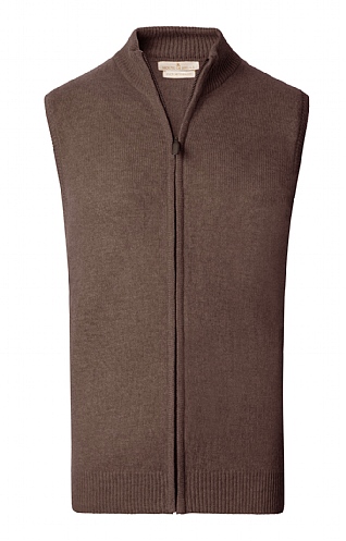 House of Bruar Mens Country Lambswool Gilet, Pecan