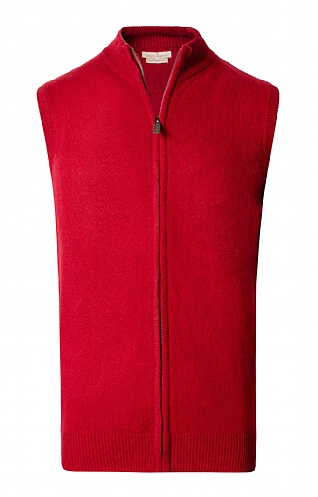 House of Bruar Mens Country Lambswool Gilet, Poppy