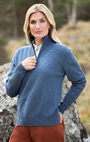 Ladies Lambswool T-Zip