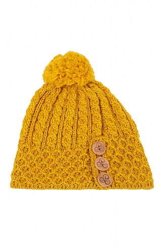 Aran Cable Hat with Buttons