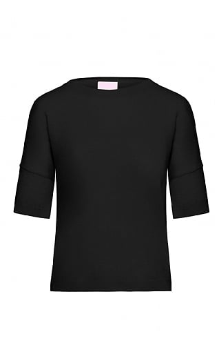 Brodie Cashmere Ladies Cashmere Coconut T-Shirt - Black, Black