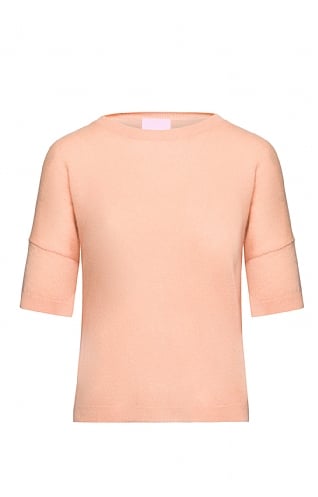 Brodie Cashmere Ladies Cashmere Coconut T-Shirt, Peach