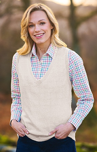 Ladies Cashmere Melange Sleeveless V Neck House of Bruar