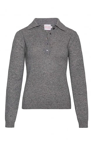 Brodie Cashmere Ladies Cashmere Polo Shirt, Grey