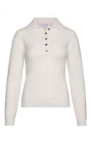 Brodie Cashmere Ladies Cashmere Polo Shirt, Organic White