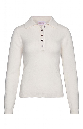 Brodie Cashmere Ladies Cashmere Polo Shirt, Organic White