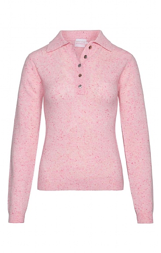 Brodie Cashmere Ladies Cashmere Polo Shirt, Rose