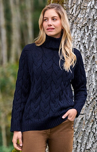 Ladies navy polo neck store