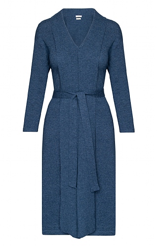 House of Bruar Ladies Merino and Cashmere Dressing Gown - Denim Blue