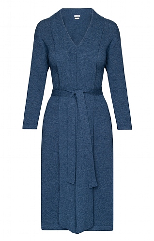 House of Bruar Ladies Merino and Cashmere Dressing Gown - Denim Blue